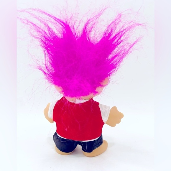 Vintage ITB Troll 5” Hot Pink Hair Boy Doll Vest Tie Figure 90s - Picture 4 of 7